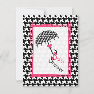 Invitation au Baby shower parapluie Houndstooth