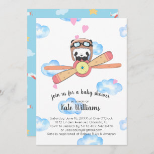 Invitation au Baby shower pilote Panda