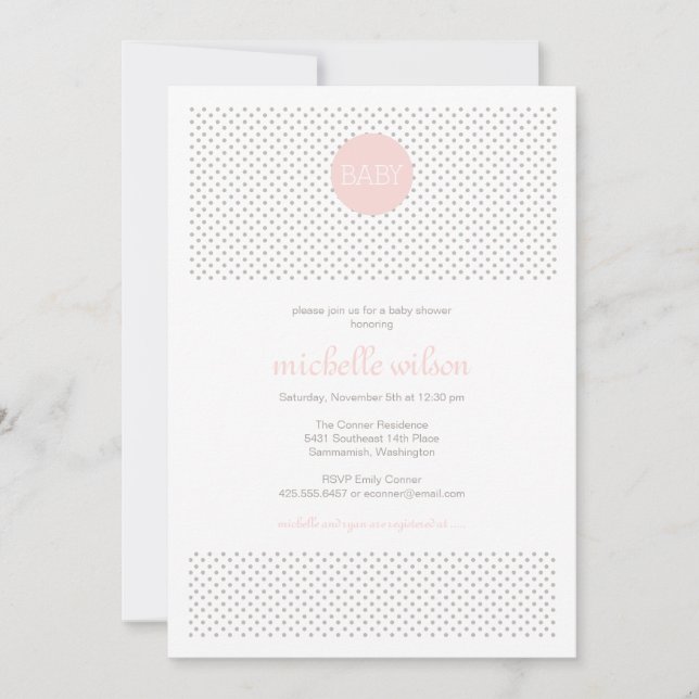 Invitation au Baby shower Polka Dot (Devant)