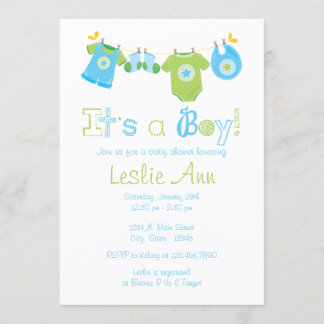 Invitation au Baby shower pour les garçons