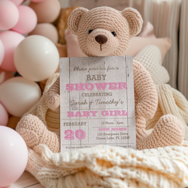 Invitation au Baby shower rose blanc (Créateur téléchargé)