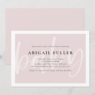 Invitation au Baby shower rose et blanc brossé