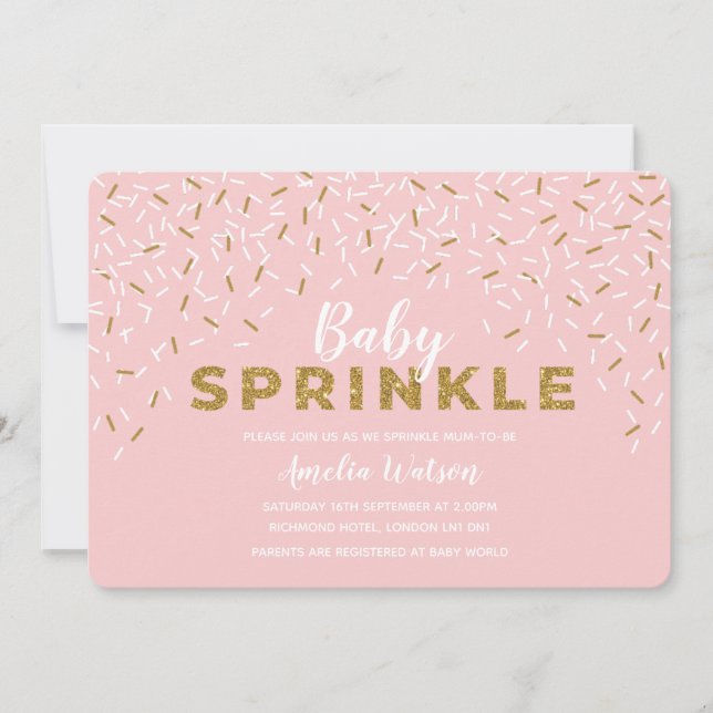 Invitation au Baby shower rose pour bébés (Devant)