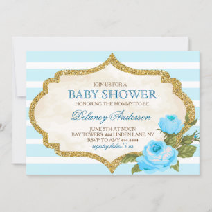 Invitation au Baby shower Rose Vintage