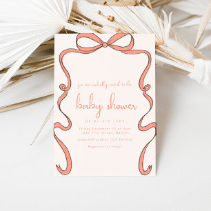 Invitation au Baby shower rouge lunaire