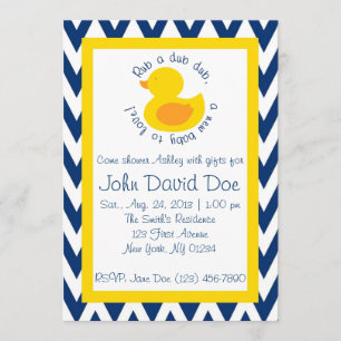 Invitation au Baby shower Rub-a-dub - Bleu