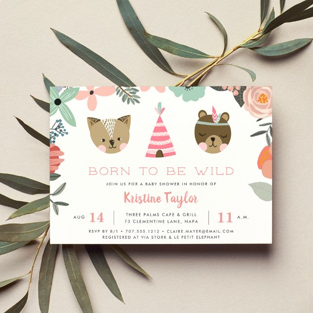 Invitation au Baby shower sauvage de bois (Créateur téléchargé)