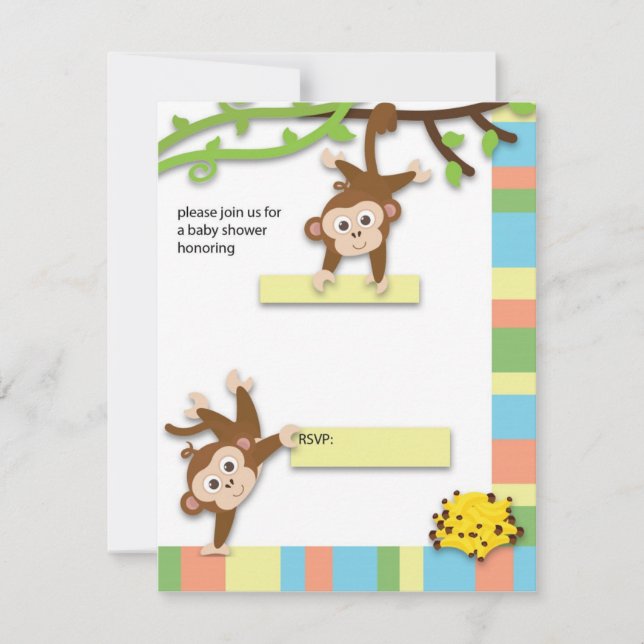 Invitation au Baby shower singe (Devant)