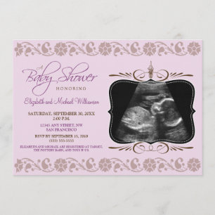 Invitation au Baby shower Sonogramme (lilas)