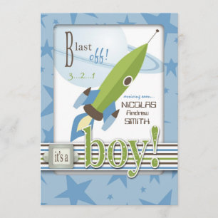 Invitation au Baby shower spatial