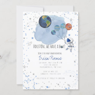 Invitation au Baby shower spatial