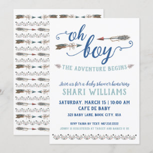 Invitation au Baby shower tribal Oh Boy