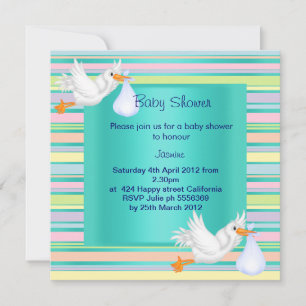 INVITATION AU BABY SHOWER TURQUOISE DE STRIPE STOR