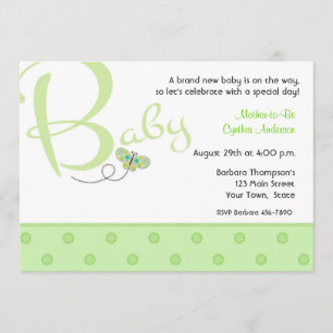 Invitation au Baby shower vert pour bébé Texte