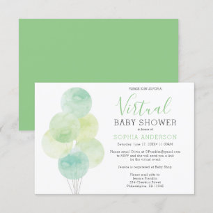 Invitation au Baby shower virtuel des ballons d'aq