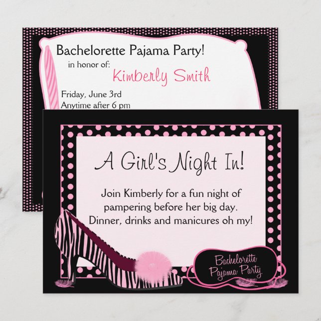 Invitation au Bachelorette Pajama Party (Devant / Derrière)