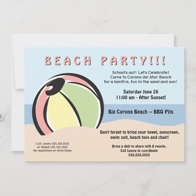 Invitation au bal de plage de Hip and Fun (Devant)