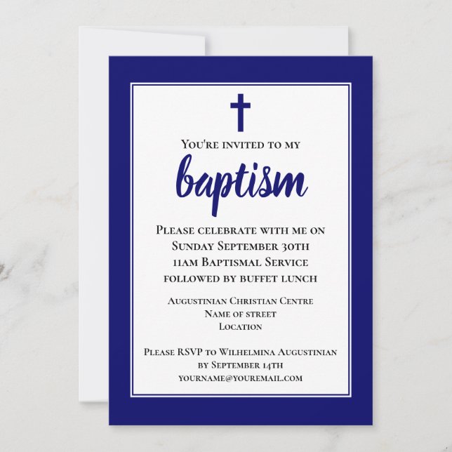 Invitation au baptême adulte simple moderne (Devant)