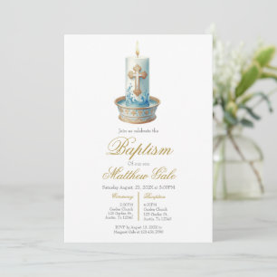 Invitation au baptême avec bougie