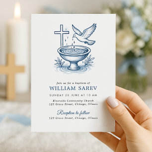 Invitation au baptême avec la colombe et la concep