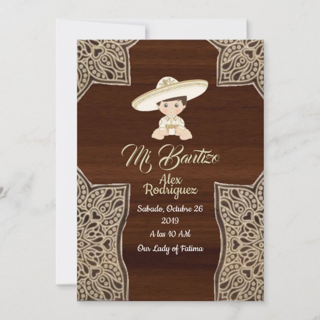 invitation au baptême charro bébé (Devant)