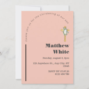 Invitation au baptême croisé élégant   Minimal mod