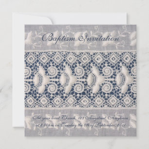 Invitation au baptême de broderie ancienne (fille)
