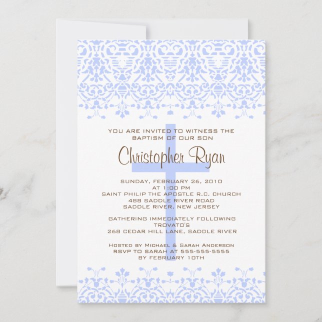 Invitation au baptême de Damas bleu (Devant)
