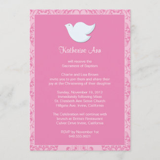 Invitation au baptême de la colombe pour une fille