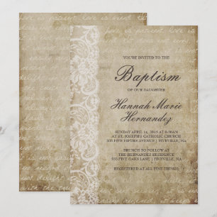 Invitation au baptême de la dentelle Vintage
