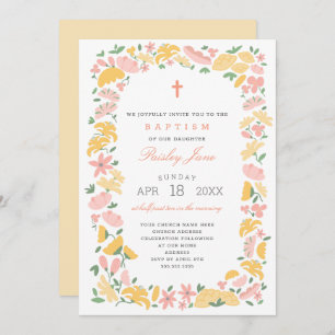 Invitation au baptême de la jeune fille florale jo