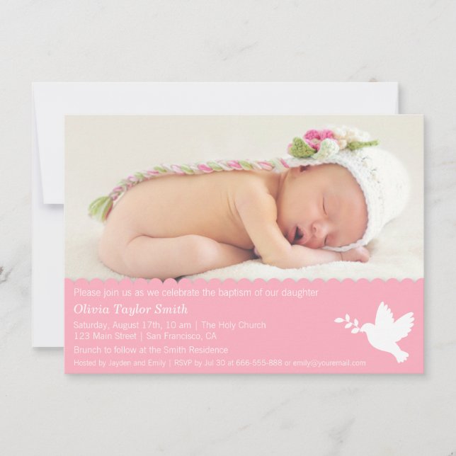 Invitation au baptême de la petite fille Dove mode (Devant)