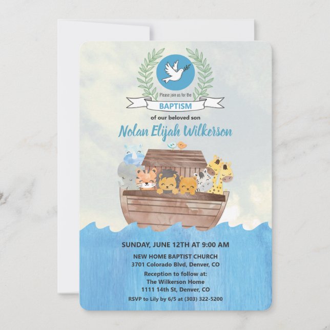 Invitation au baptême de l'arche de Noé (Devant)
