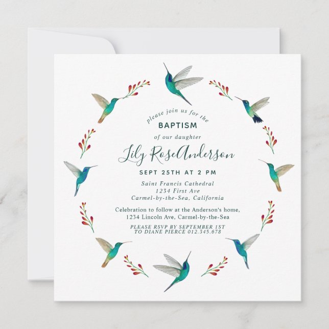 Invitation au baptême des colibris (Devant)