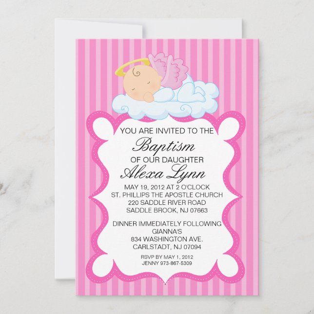 Invitation au baptême des filles des anges céleste (Devant)