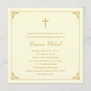 Invitation au baptême et au baptême d'un cadre élé