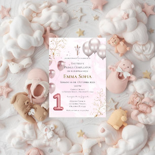 Invitation au baptême et premier anniversaire avec