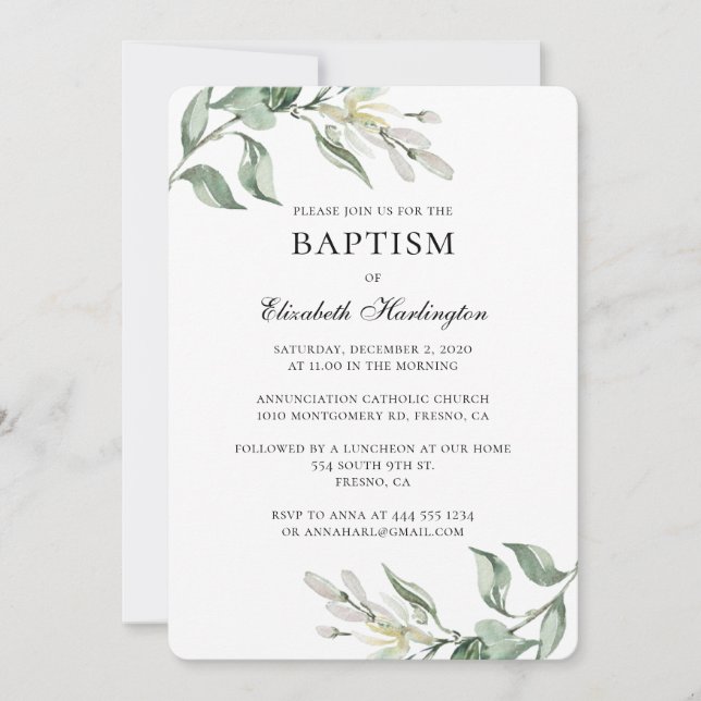 Invitation au baptême floral. Fleurs printanières  (Devant)