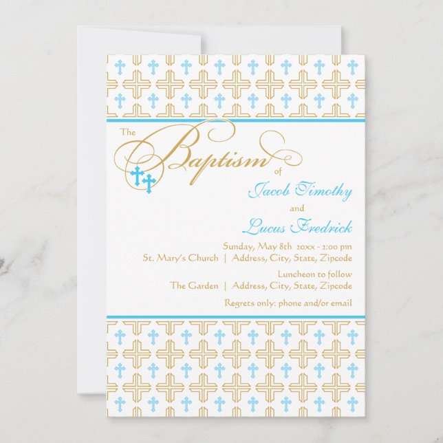 Invitation au baptême Motif des jumeaux (Devant)