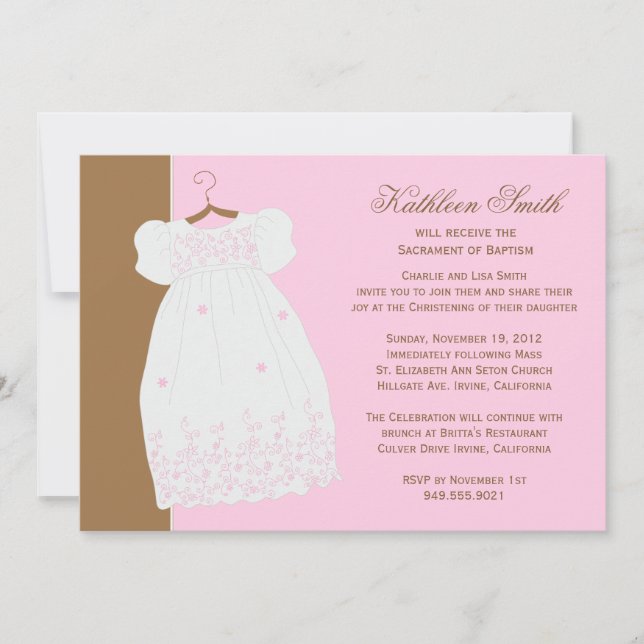 Invitation au baptême pour une fille (Devant)