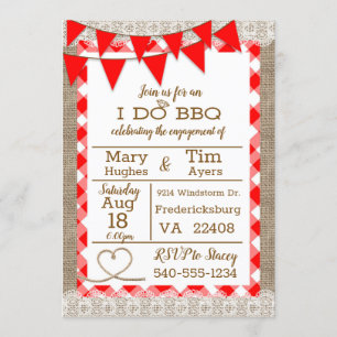 Invitation au barbecue Burlap et En vichy I Do