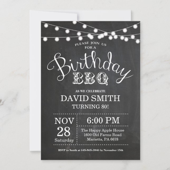 Invitation au barbecue d'anniversaire 80e tableau  (Devant)