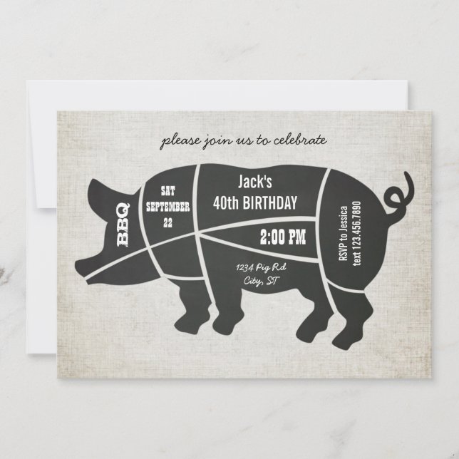 Invitation au barbecue d'anniversaire vintage (Devant)