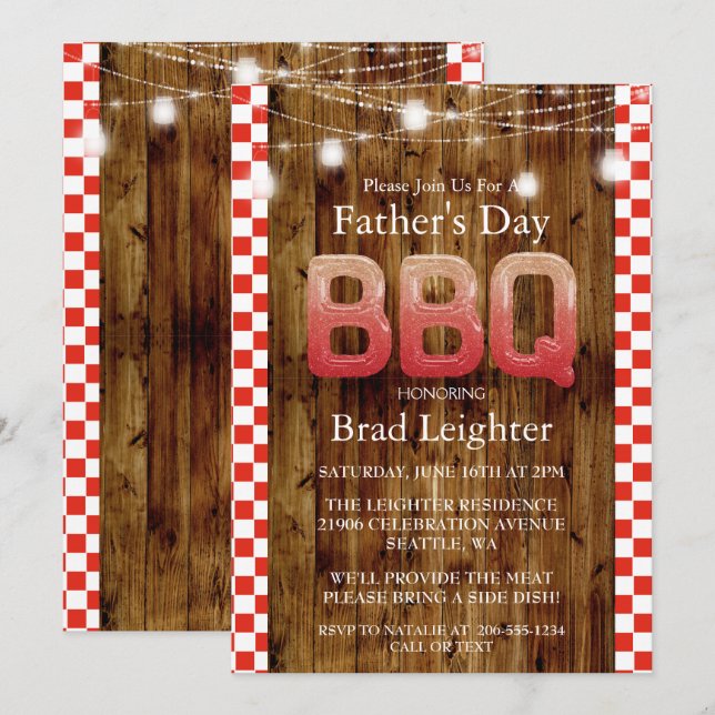 Invitation au barbecue de la Fête des pères Rustic (Devant / Derrière)