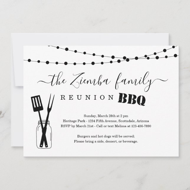 Invitation au barbecue de réunion familiale (Devant)