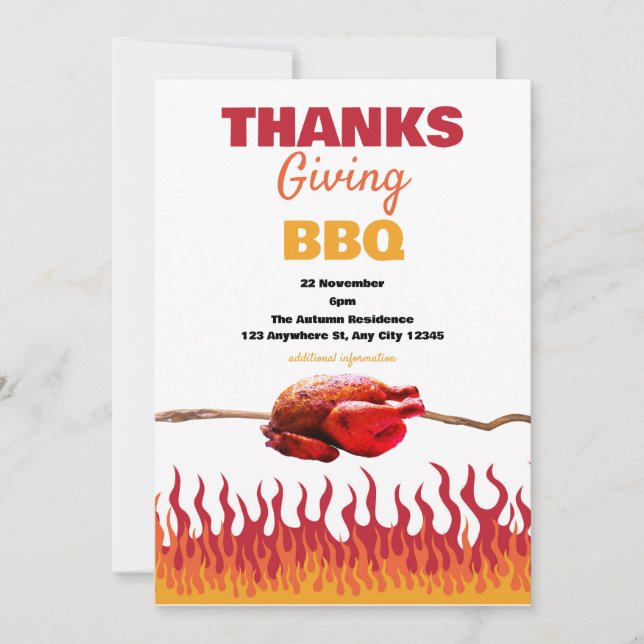 Invitation au barbecue de Thanksgiving (Devant)
