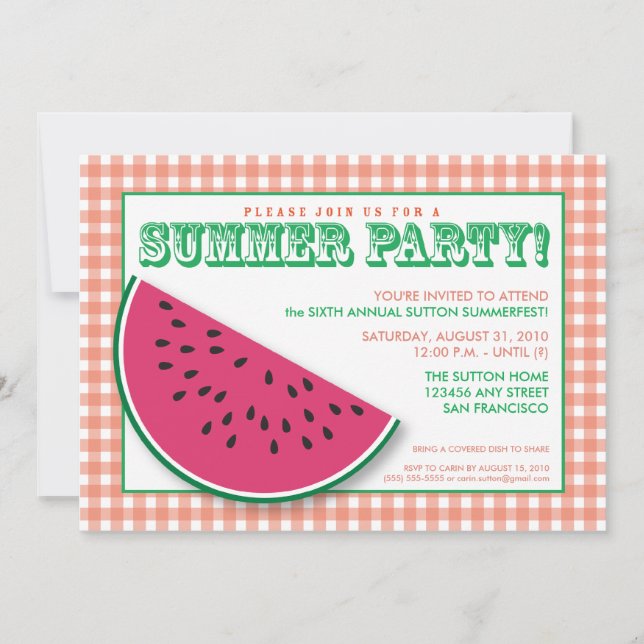 Invitation au barbecue d'été de la pastèque {TBA} (Devant)