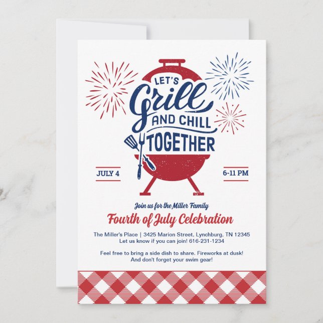 Invitation au barbecue du Memorial Day Grill and C (Devant)