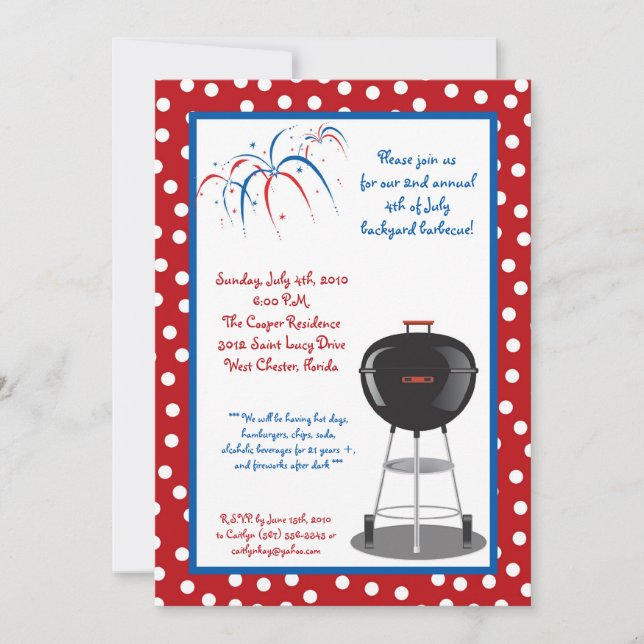 Invitation au barbecue du quatrième 4 juillet (Devant)