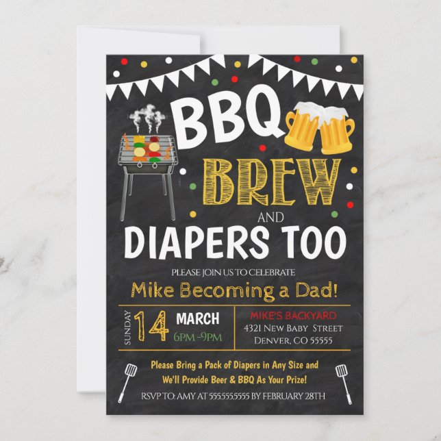Invitation au barbecue et au Baby shower de bière (Devant)